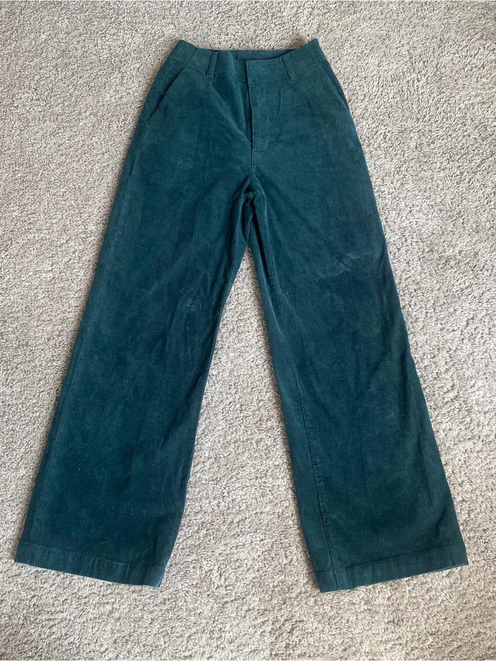 Uniqlo Kids Wide Leg Corduroy Pants in Teal Green